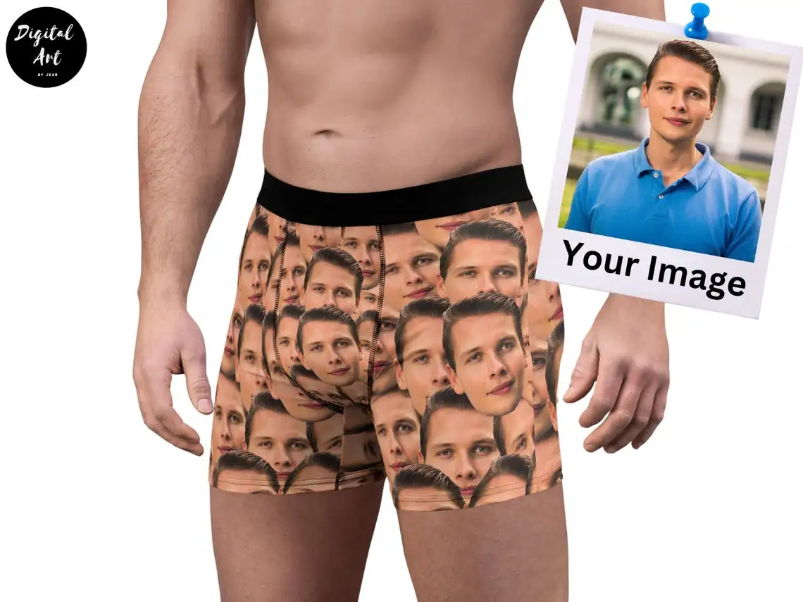 Custom Men's Face Briefs Pet Dog Cat Photo Personalized Wedding Groom Boxers Underwear For Men Husband Boyfriend Birthday Gift