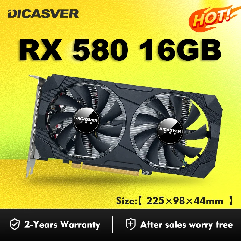 

DICASVER AMD RX 580 8G Graphics Card GDDR5 256Bit 2048SP PCI Express 3.0×16 Computer 8Pin DP HDMI DVI rx580 8G Gaming Video Card