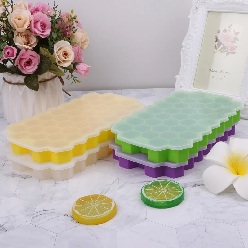 2024 New 37 Grids Honeycomb Mini Ice Maker Cube Eco-Friendly Cavity Silicone Tray Mold 6