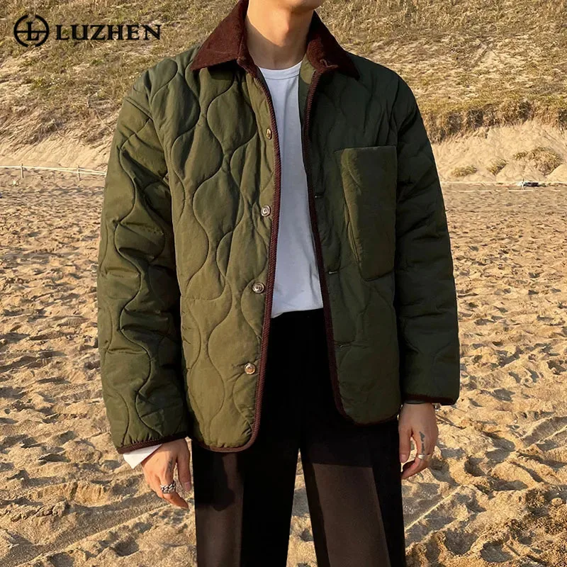 

LUZHEN Contrast Color 2023 Liner Men Casual Thermal Stylish Jackets Autumn Winter Padded Coat Elegant Trendy Clothes New 083bff