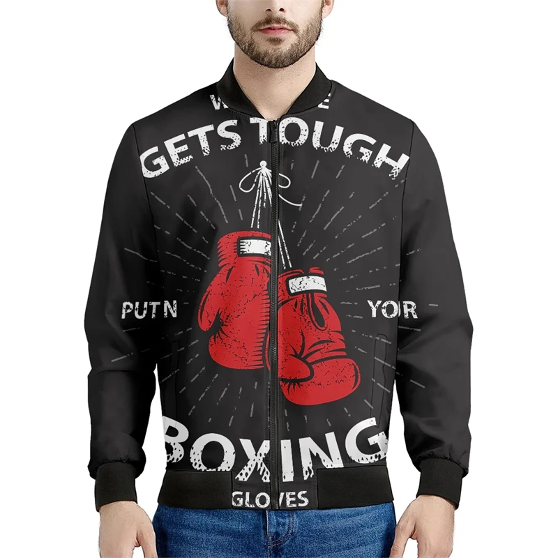 thumbnail image 1 of Chaqueta de vuelo más nueva de 2024, estampado de patrón de boxeo, ropa de calle para uso diario, cuello alto, manga larga, abrigo de gran tamaño, chaquetas de bombardero, 1 of 4