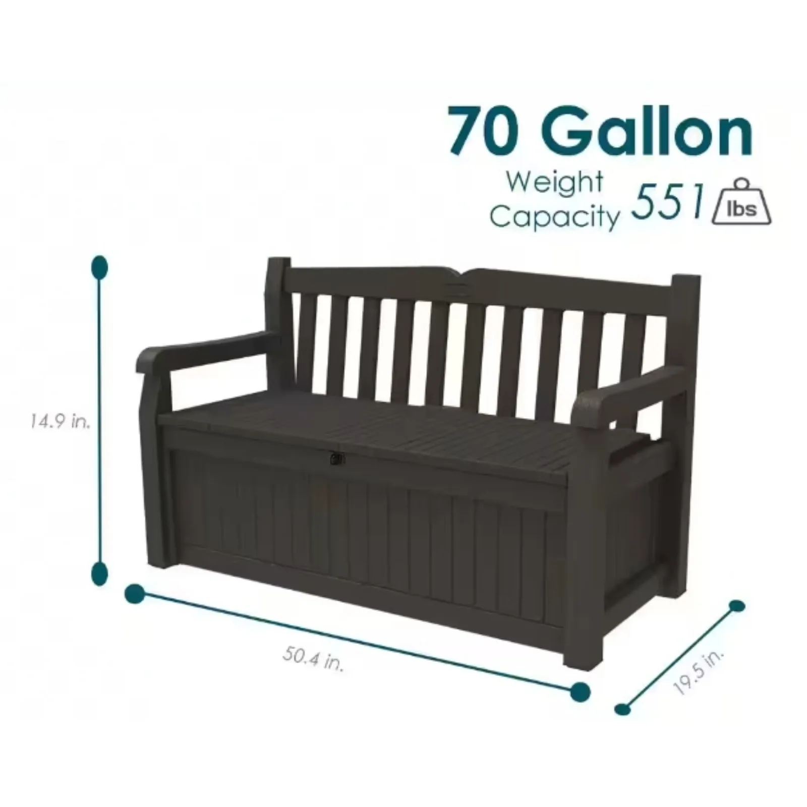 US Solana 2-Person Brown Outdoor Resin Storage Bench