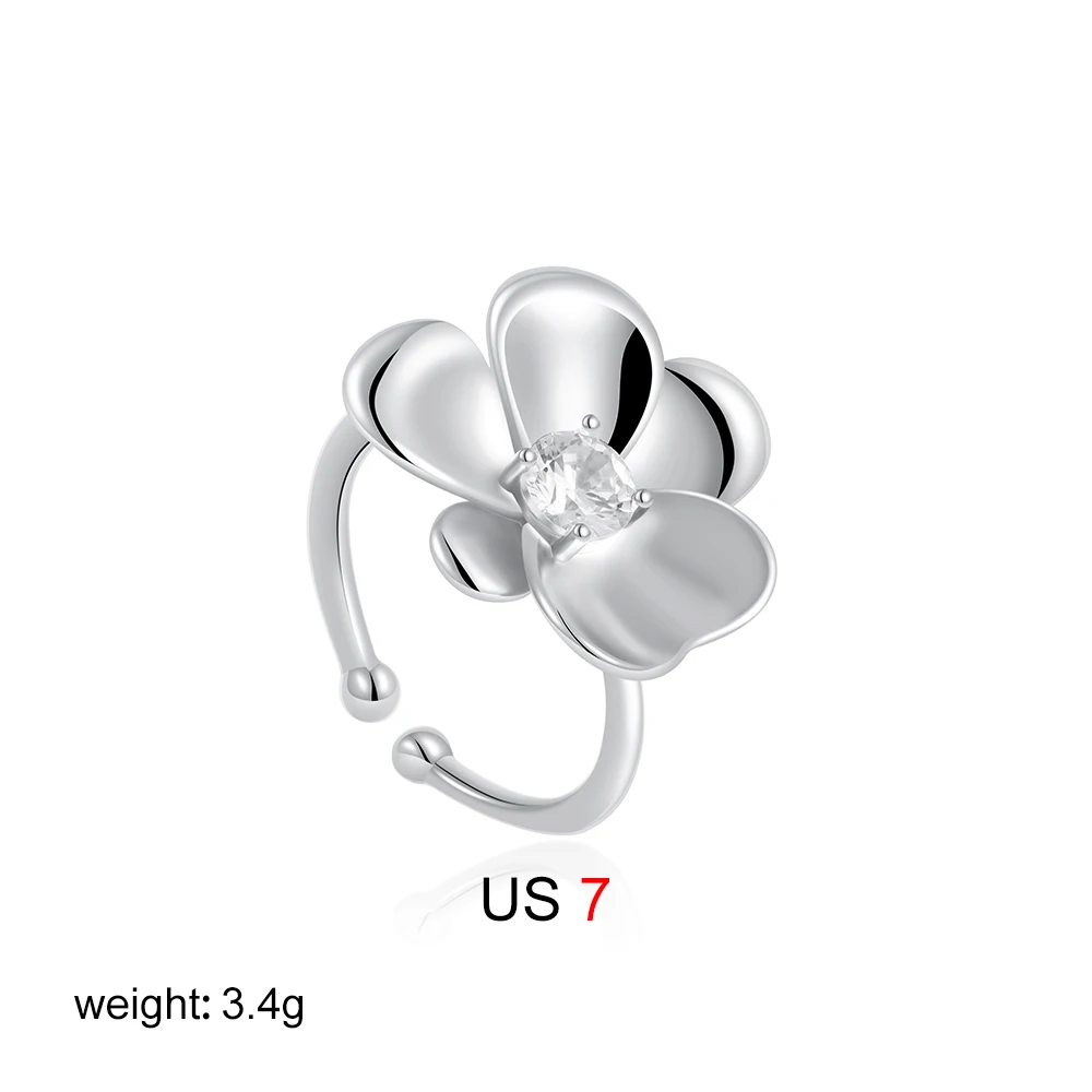 خاتم زهرة رقيق مفتوح للنساء خواتم زهرية من حجر الر...