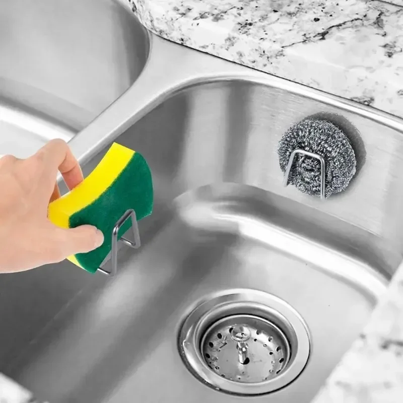 Compact Stainless Steel Sponge & Dishcloth Organizer with Strong Adhesive