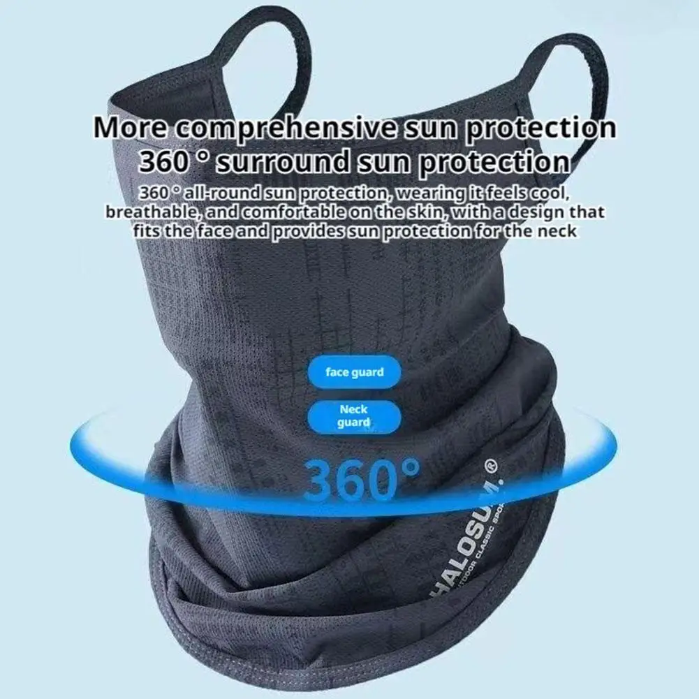 Ice Silk Hiking Face Cover Fishing Cycling Bandana Mesh Half Mask Hang-Ear Neck Gaiter Cool Tube Scarf Quick-dry Face Mask
