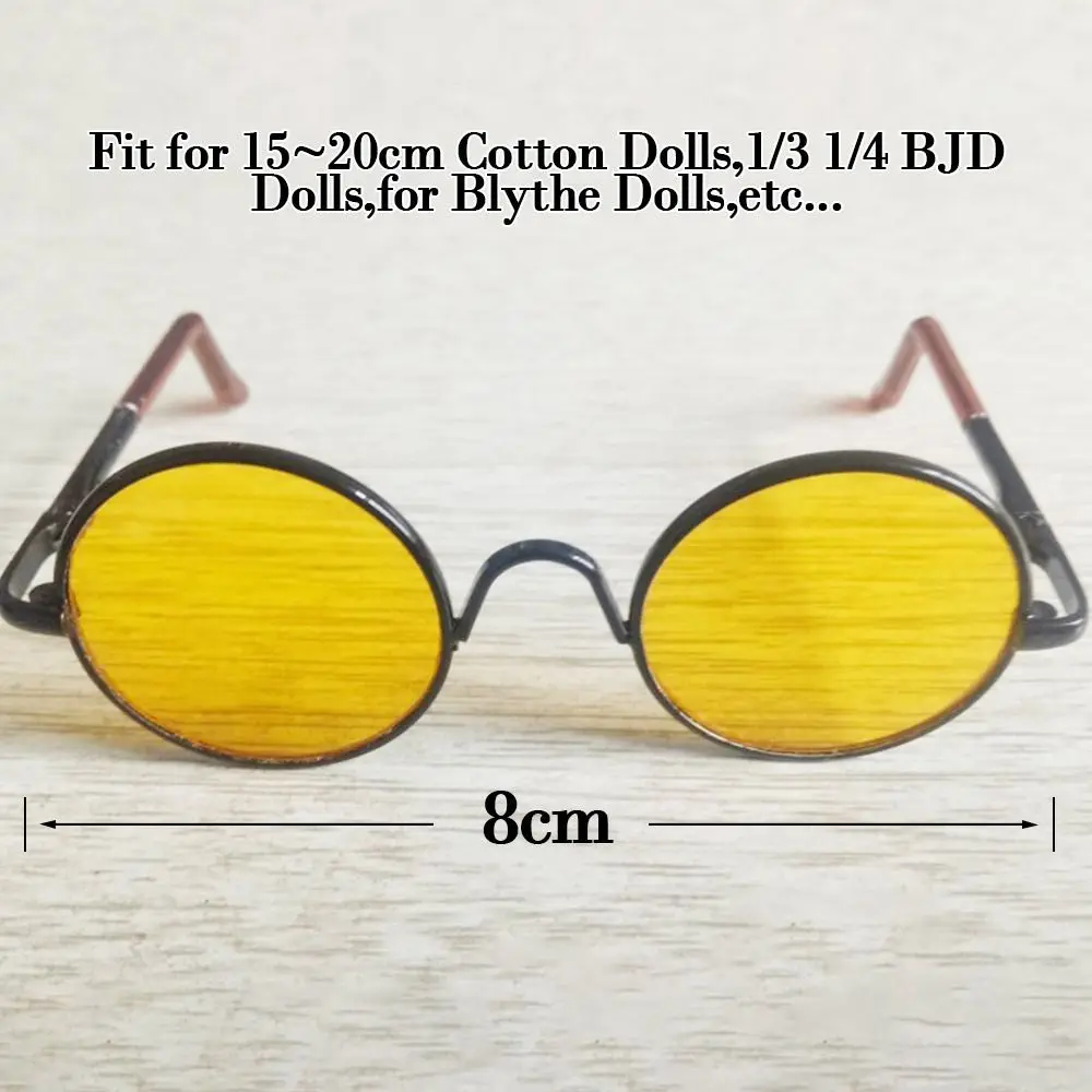Summer Fashion Sunglasses for 15~20cm Cotton Dolls Round Metal Frame Glasses for 1/3 1/4 BJD Dolls for Blythe Doll Accessories