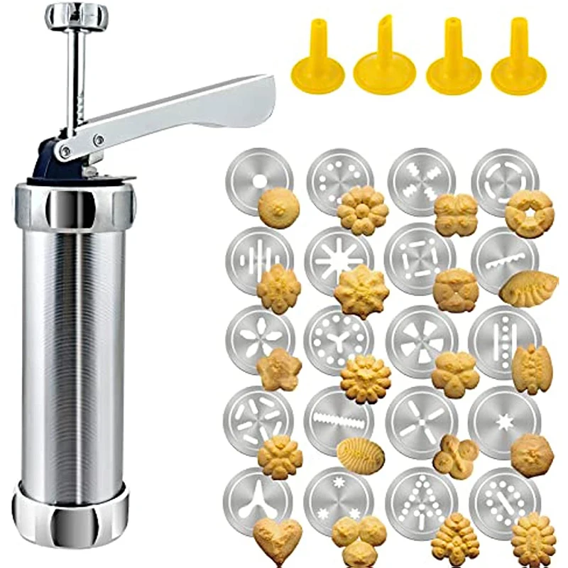 2023 Upgrade Kit Pressa Per Biscotti In Alluminio Manuale Churros Maker Machine Christmals Spritz Cookie Press Gun Set Di Strumenti Per Biscotti