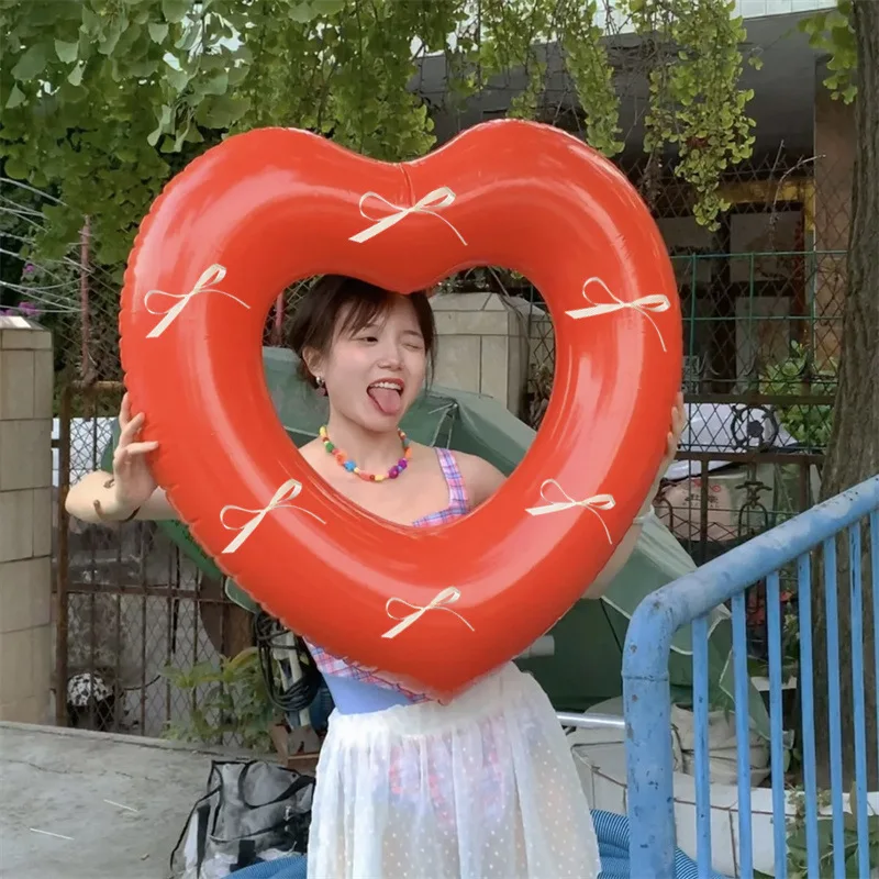 Valentine's Days Wedding Party Decoration Photo Props 40inch Love Heart Aluminium Film Balloon With Bowknot Helium Balloon