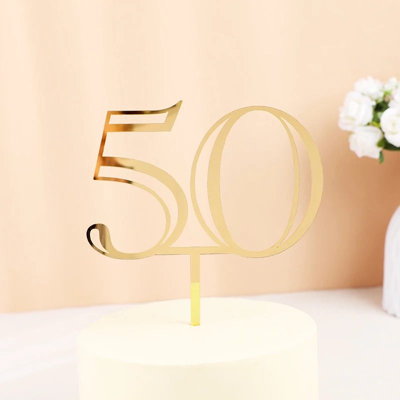 1pc Goldene Acryl Alter Anzahl Kuchen Topper Kreative Höhlte 18th 20th 30th 50th Geburtstag Party Kuchen Dekoration DIY backen Versorgung – Detail 6