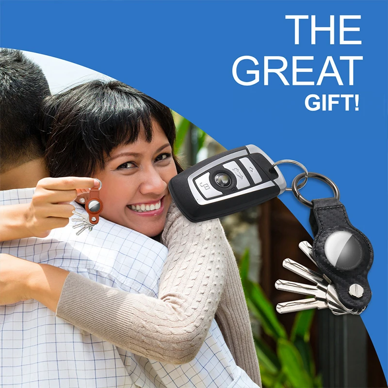 Leather Keychain for Apple Airtags Case Cover Shell Tracker Accessories