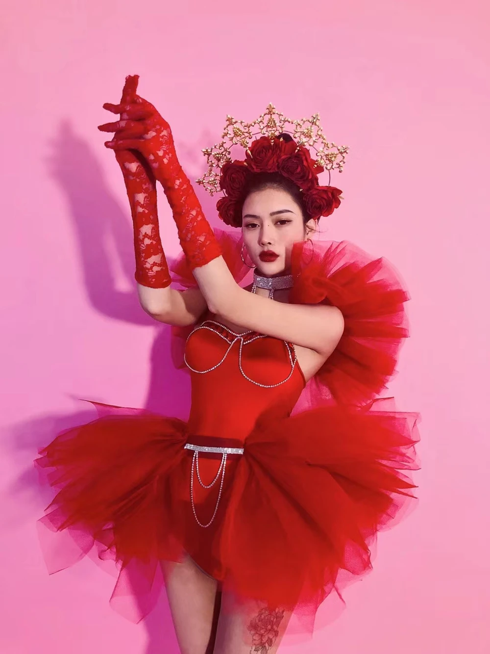 

Drag Queen Cosutme Women Tutu Dress Party Festival Clothing Nightclub Rave Outfit Gogo Jazz Dancing Performance Clothes