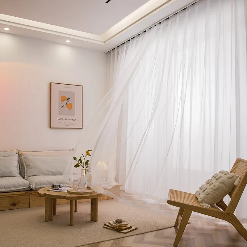 1Pc  Super Soft Chiffon White Tulle Sheer Curtains for Living Room Lining Bedroom Window Decor HOTEL Door Luxury Modern 거즈 커튼 5