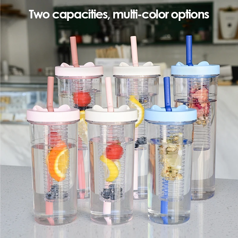Portable Drinking Cup Water Straw Cup Cute Water Bottles Straw