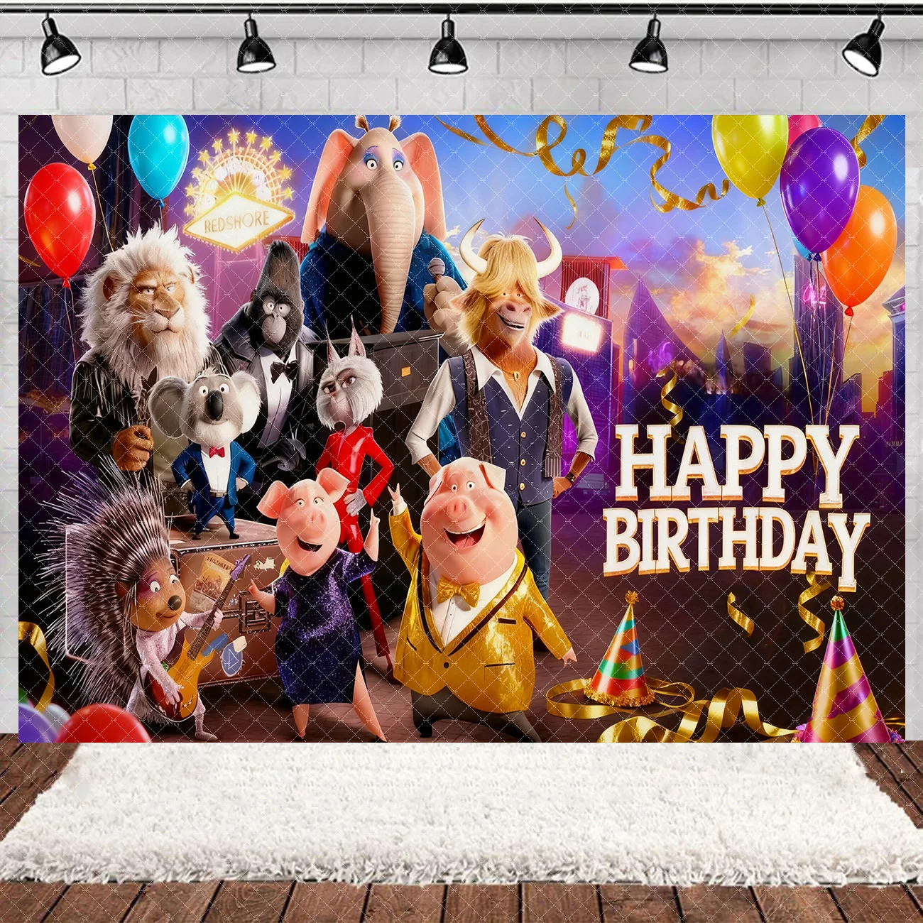 Film Singt Voce Tiere Thema Geburtstag Party Dekoration Lieferungen Ballon Set Kuchen Topper Banner Cartoon Hintergrund Kind Kind Geschenk – Detail 7