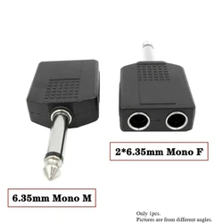 Premium Audio Adapter - Dual RCA to 6.35mm Female for Amplifier, Speaker, and Microphone Connection (6.35mm Mono M - 2F)