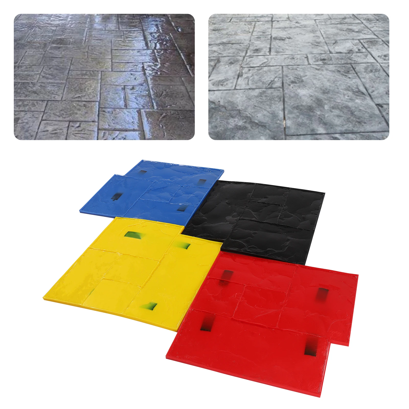 4 Pcs Concrete Texturing Skin Polyurethane Concrete Stamping Mats Set 24"x24" Texture Patterns Stamps For Walls Floors