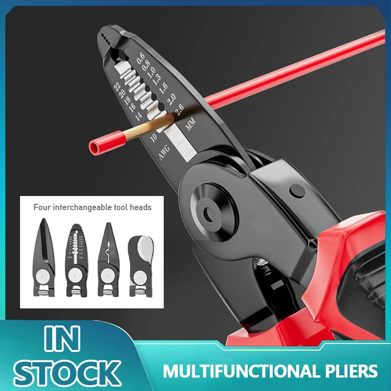 

5 in 1 Electrician Pliers Replaceable Multifunctional Wire Stripping Pliers Wire Cutting Needle Nosed Pliers Special Tools