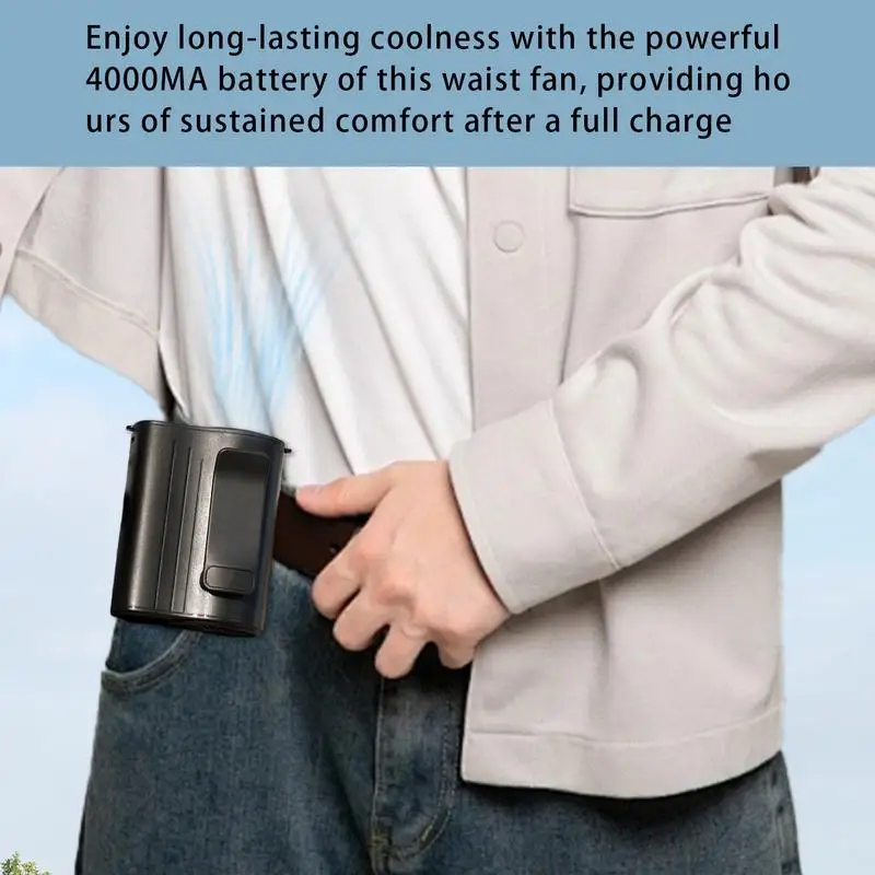 Belt Fan 4000mAh Wearable Waistband Fan Outdoor Hip Cooler Waist Air Conditioner Belt Mounted Digital Display for Outdoor Travel