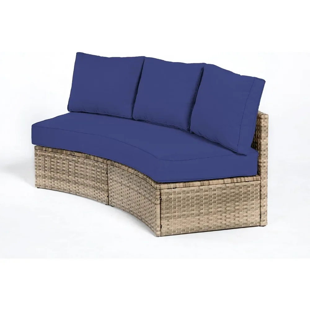 Patio Furniture Sets, Half-Moon Sectional Round Sofa Set, Outdoor Patio Furniture with Cushions, Garden Furniture Sets
