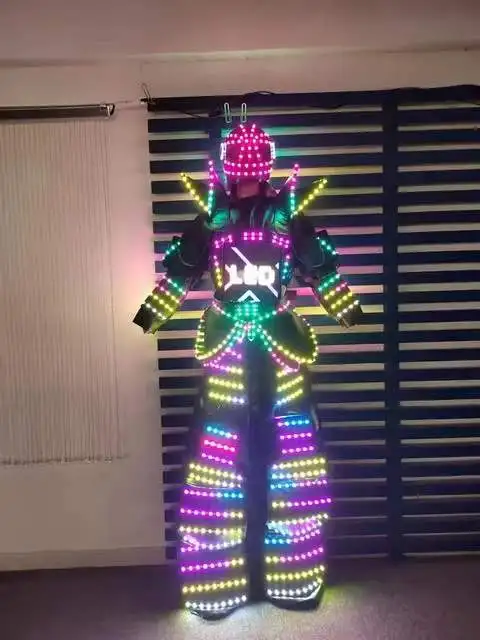 

LED Lights Luminous Jacket Stage Dance Performance Full Color Smart Pixels LED Robot Suit Costume Clothes Stilts Walker Costume