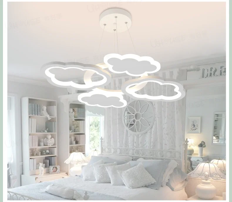 black and gold chandelier Remote Control White Cloud Chandelier Lamp for Bedroom Children Kids Bedroom Hanging Pendant Lights Ceiling Lamps Kids Lighting kitchen chandelier