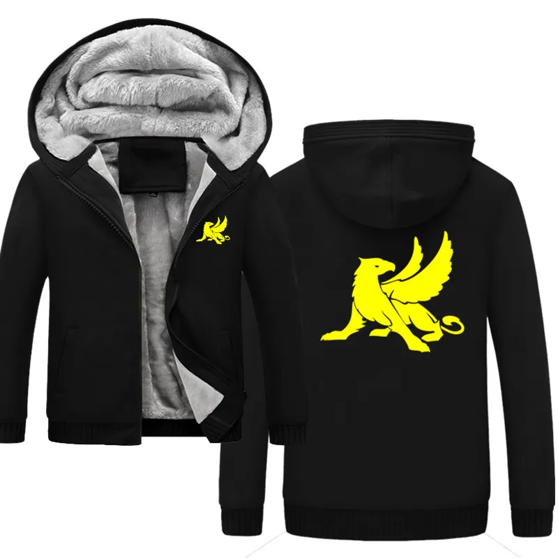 

Mythical Gryphon hoodies Men Sweatshirts Hoodies With Hat Print fleece Thickening Autumn Winter Male Warm Coat Brand Clothing