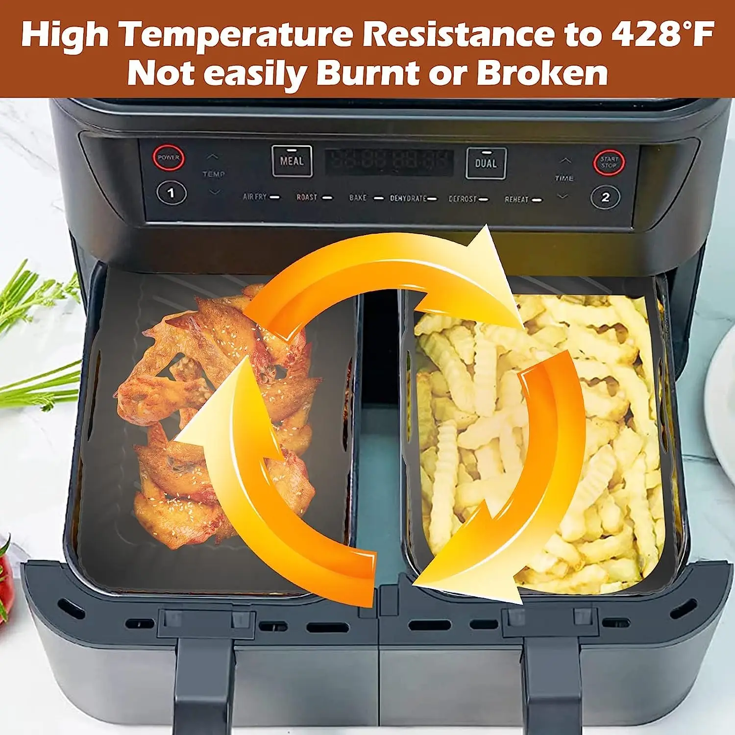 Food Grade Air Fryer Silicone Liners for Ninja Dual Air Fryer, Non-Stick Air Fryer Basket Accessories for Ninja