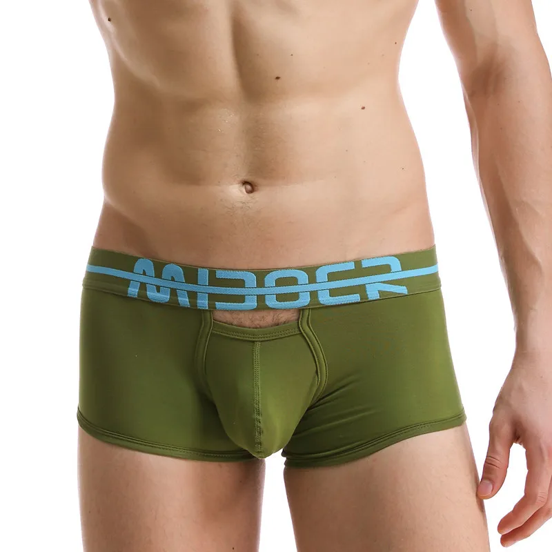 Men's underwear cotton sexy hollow underwear u convex large pouch soft and breathable men's boxer