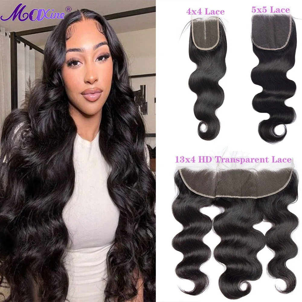 Body Wave 13x4 Lace Frontal Human Hair Brazilian 13x6 HD Lace Frontal Only 4x4 Transparent Closures Pre Plucked Hair Maxine