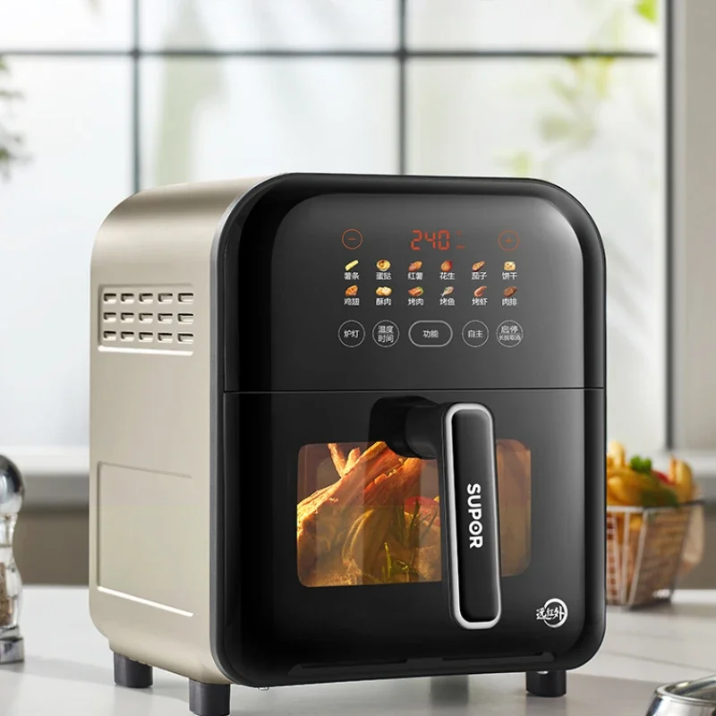 Far Infrared Air Fryer, Visual Intelligent Multifunctional Electric Fryer, 6L Large Capacity Home Use Without Turning Over