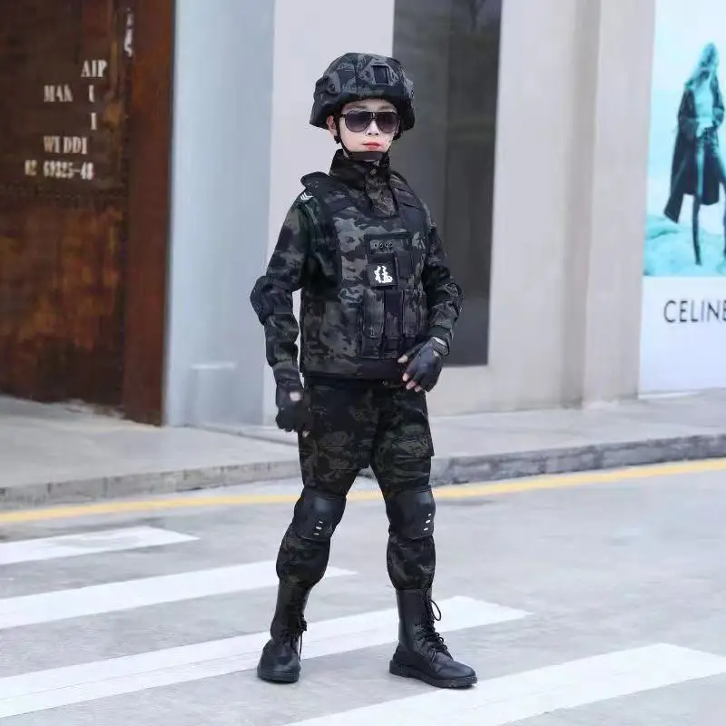 Children's special forces combat uniform camouflage training suit black eagle camouflage suit performance suit