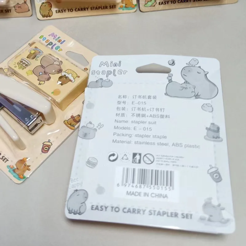1Pcs Capybara Mini Stapler Set with Staples Paper Binder Stationery Office Binding Tools School Supplies