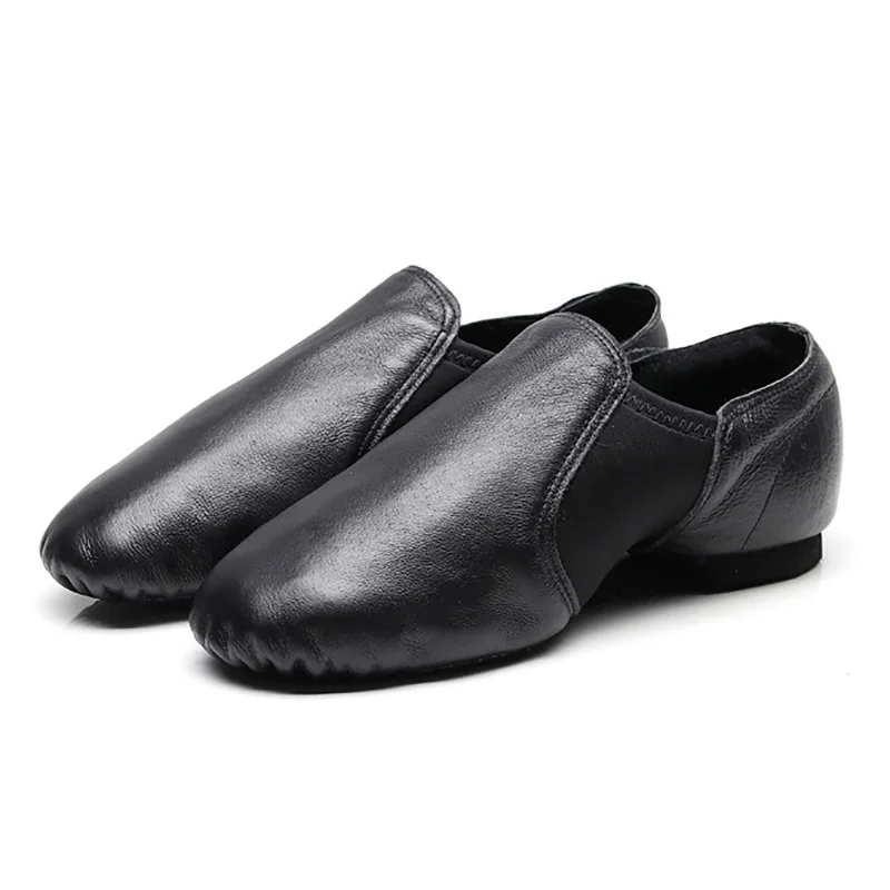 USHINE Black Brown Genuine Leather Elastic cloth Ballet Yoga Training Fitness Jazz Ballet Dace Shoes For Woman Man 3