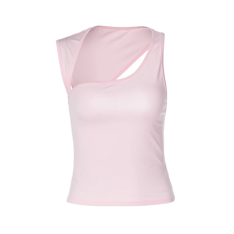 New 2026 Summer Fashion Irregular Neckline Sleeveless Slim-fit Vest Solid Color Elegant Versatile Casual Women's Short Top