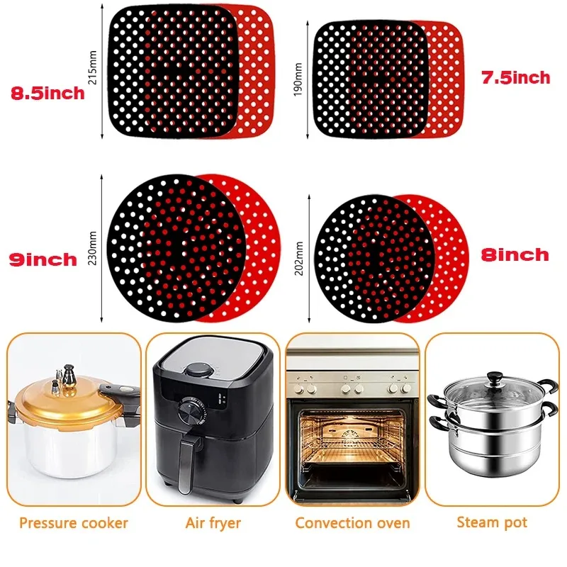 Reusable Air Fryer Silicone Mat Non-stick Baking Mat Pastry Tools Bakeware Oil Mats Cake Grilled Saucer Kitchen Accessories