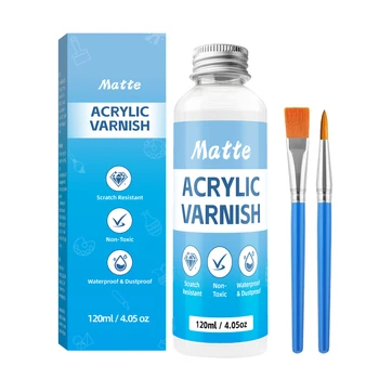 60/120ML Matte Varnish for Acrylic Paint & Plaster Figurines - Water-Based Dust-Proof Sealer, DIY Crafts Protective Coating 1