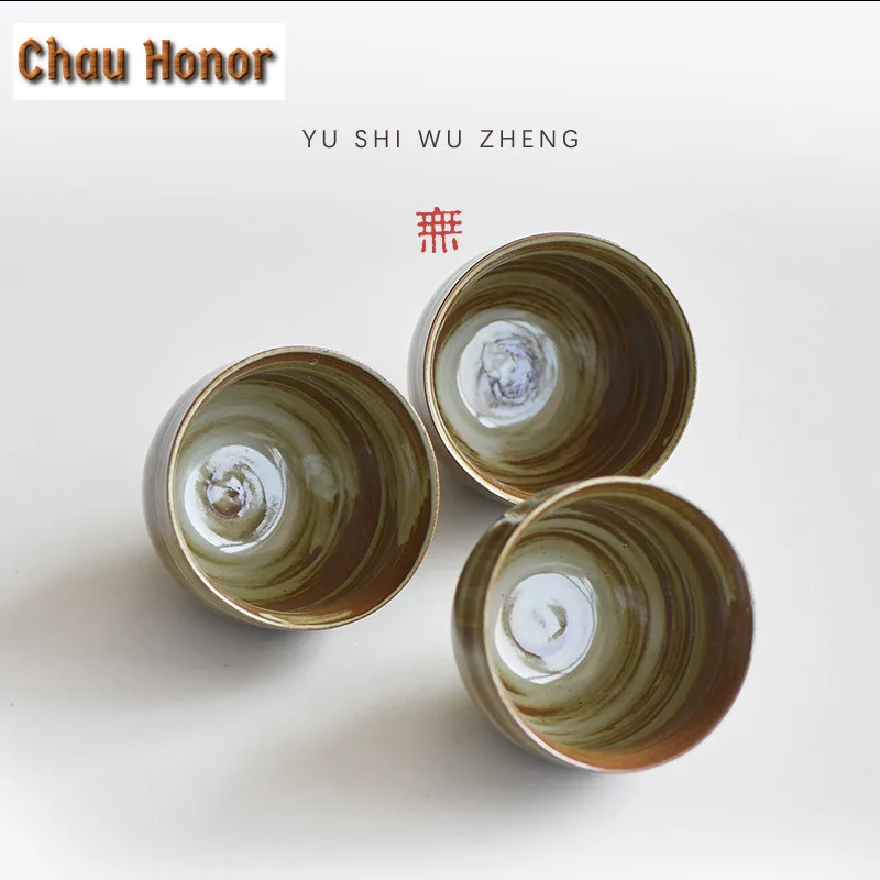 80ml Japanese Style Rustic Brush Pottery Teacup Boutique Tea Bowl Tea Cup Tea-tasting Smelling Cup Chazhan Master Cups Teaware