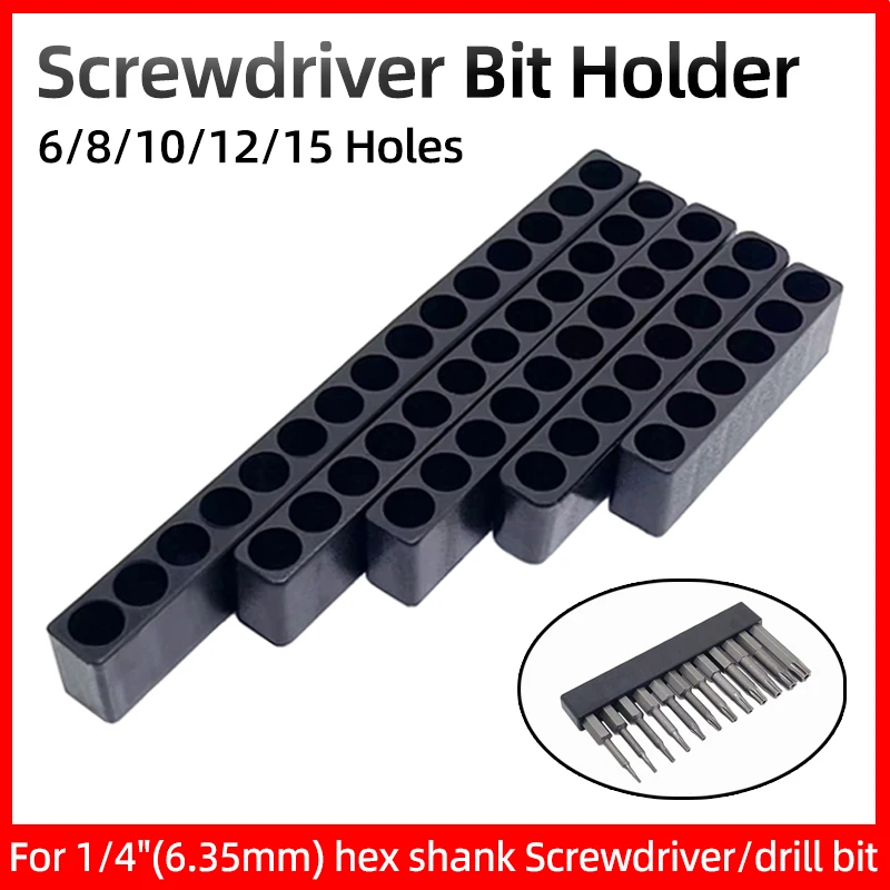 5 pièces ensemble 6/8/10/12/15 trous tournevis à tige hexagonale porte-embout en plastique tournevis tête stockage foret support accessoires électriques