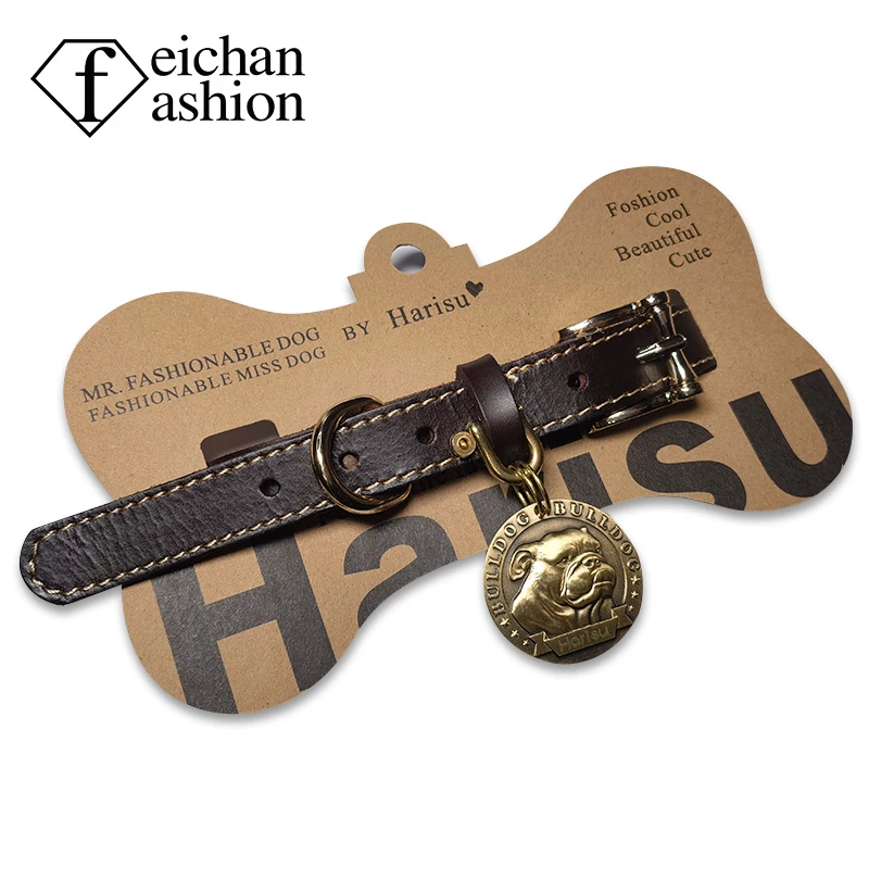 

feichanashion genuine leather rivet dog collar medium and large dogs Tibetan Mastiff German Shepherd Bitt Dubinfa Bull skin anti