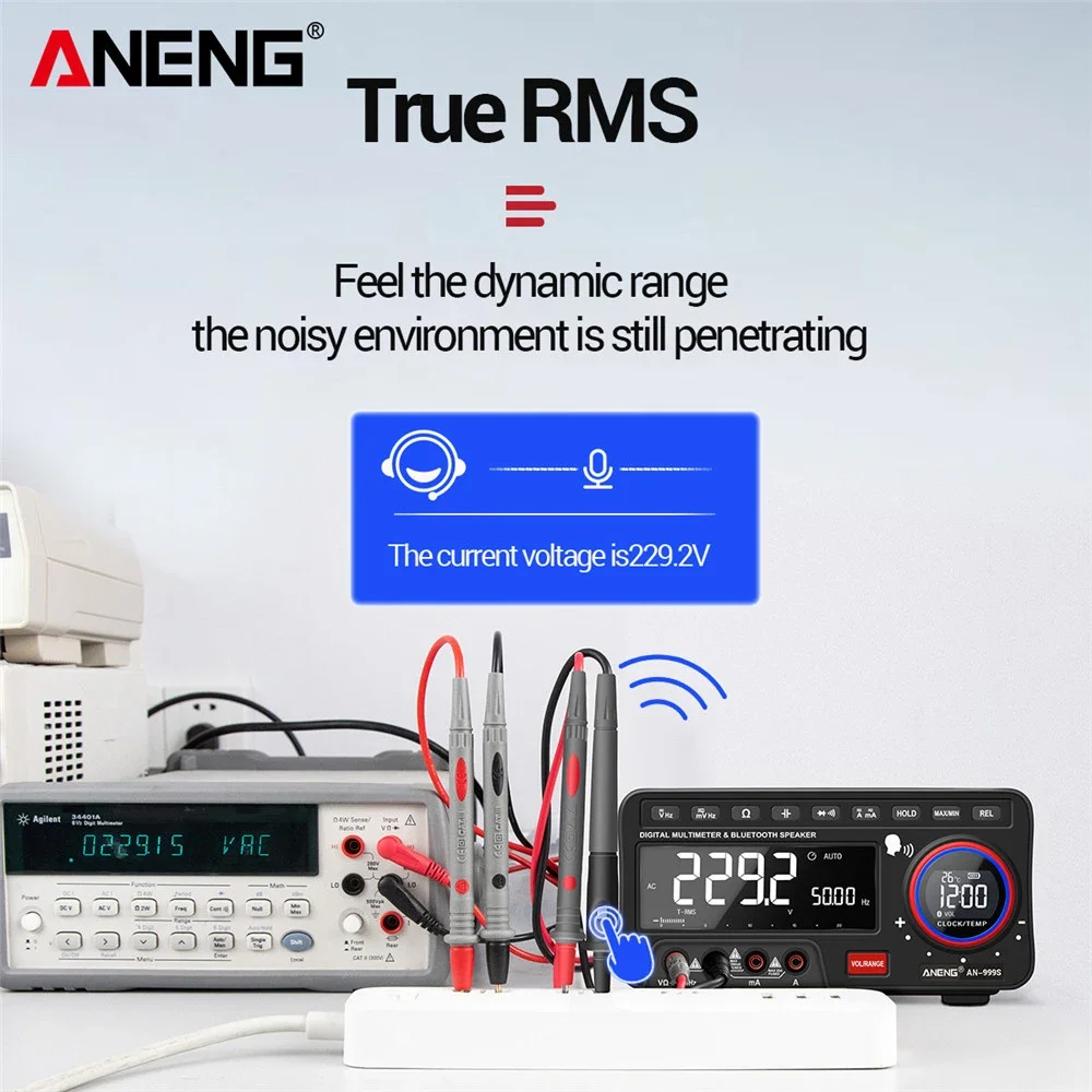 ANENG AN-999S Desktop Voice Digital Multimeter Professional Bluetooth 19999 Counts True RMS DC/AC Voltage Current Tester