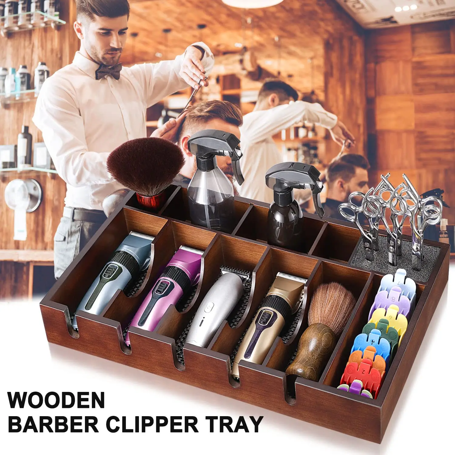 Wooden Barber Clipper Tray Hairdresser Trimmer Organizer Anti-slip Table  Collector Salon Accessories Storage Case Supplies - AliExpress