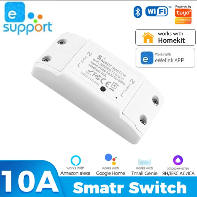Смарт-выключатель Tuya eWeLink с поддержкой Wi-Fi, 10 А