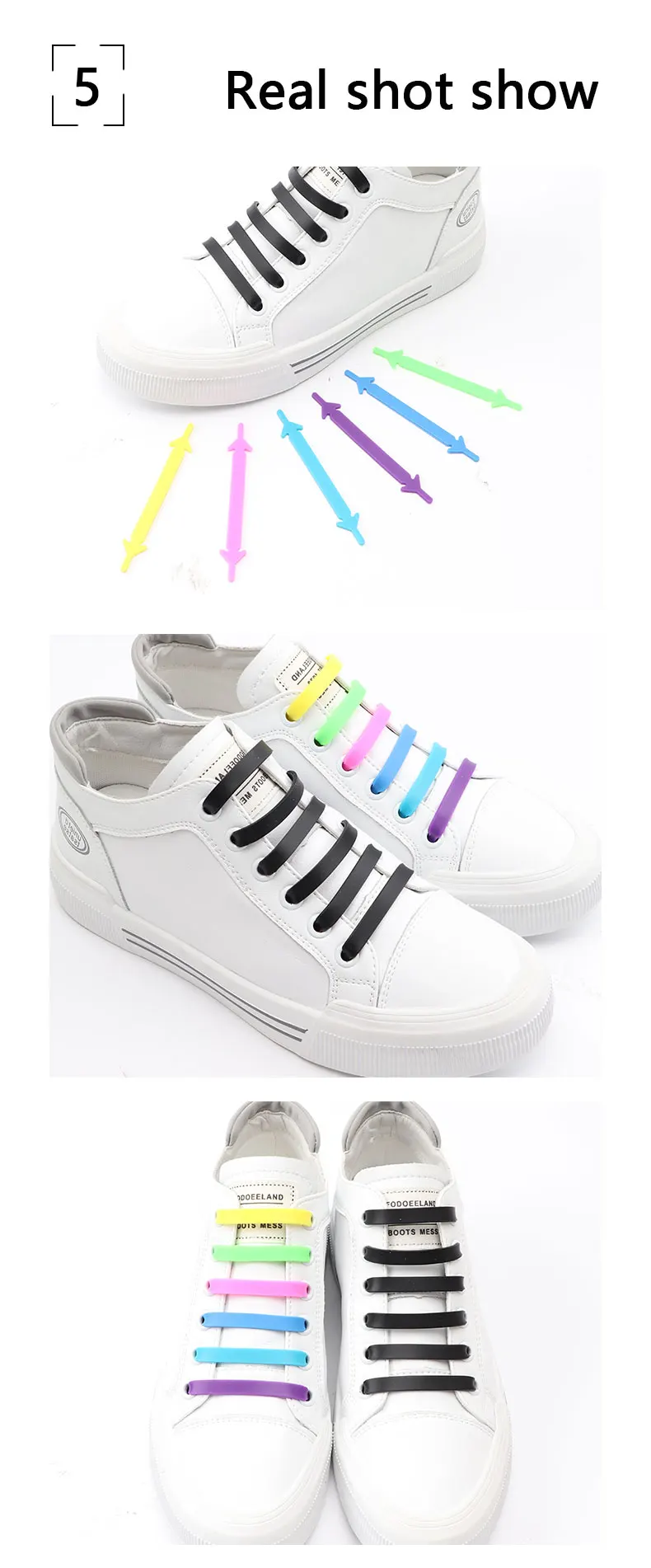 12 teile/los Silikon Schnürsenkel Keine Krawatte Elastische Schnürsenkel Spezielle Schnürsenkel für Kind/Erwachsene Schnürung Gummi Turnschuhe Schnürsenkel – Detail 9