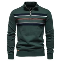 Mens Cotton Sweaters With Stand Collars Casual Half Zip Solid Color Pullovers High Quality Mens Knitted Turtleneck Sweaters 1