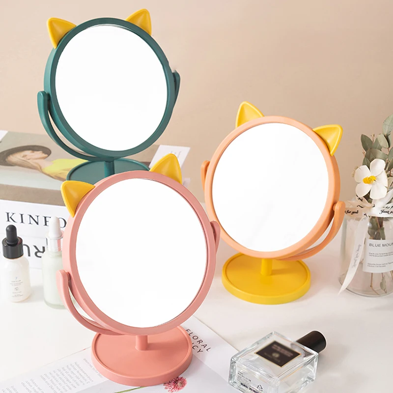 

Makeup Mirror with Plastic Stand, Small Desk Table Mirror with 360 Rotation, Standing Portable Cosmetic Mirror, for Tabletop
