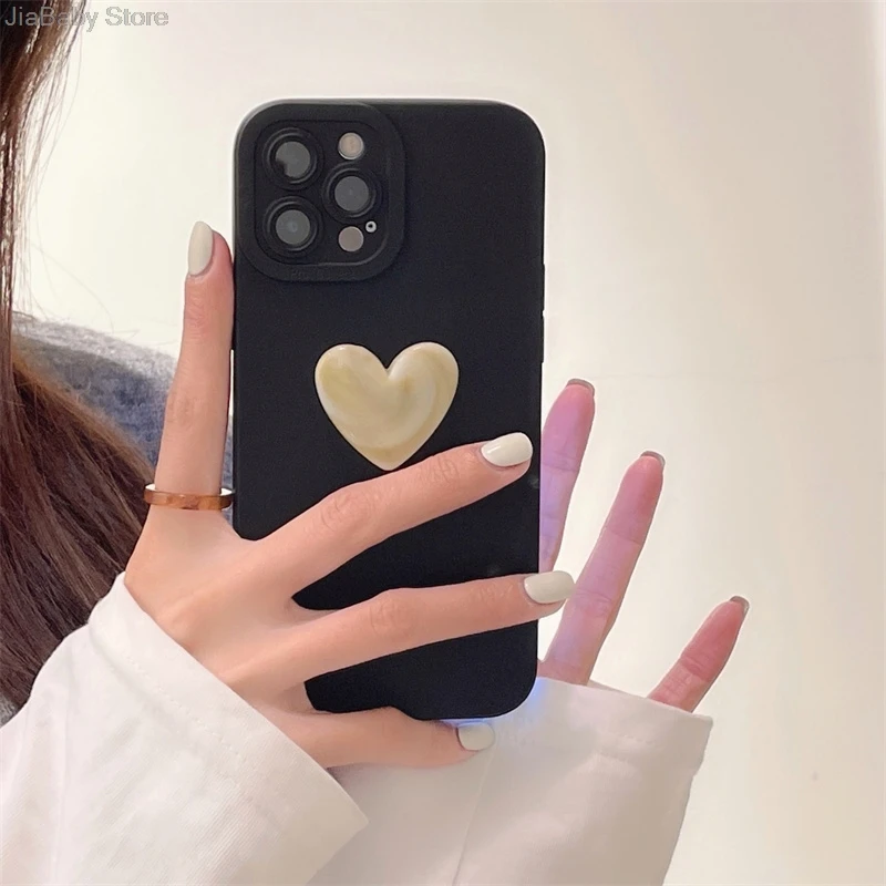Liquid Silicone Candy Heart Full Coverage Soft Glitter Jellewed Phone Case For iPhone 11 12 13 14 15 16 Pro Max Plus Cover_voghion.com