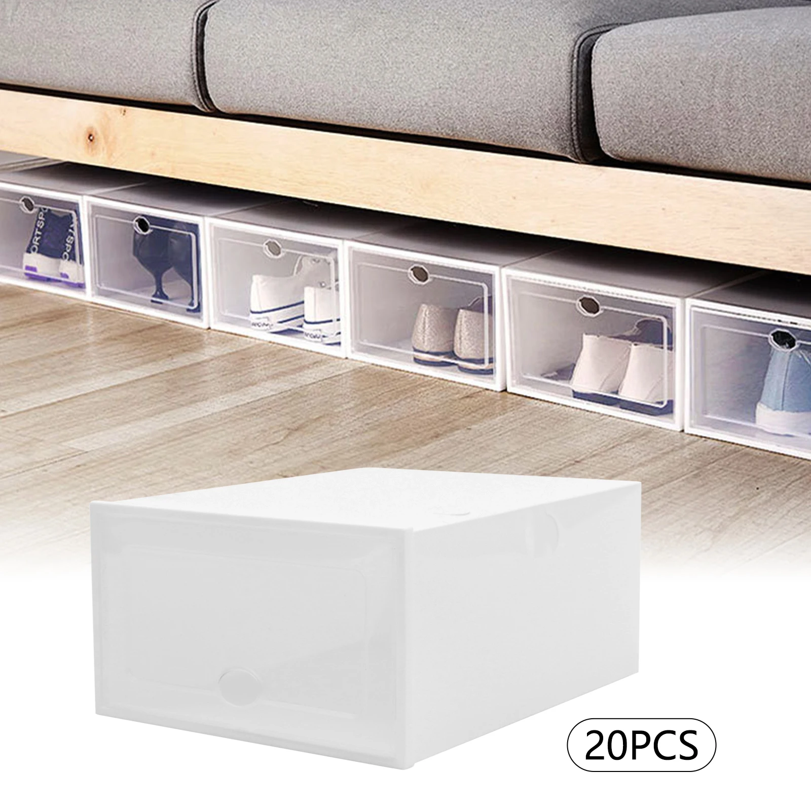 Stackable Shoe Boxes – 20-Piece Foldable Storage Organizer with Transparent Front for Easy Access and Space Saving 6