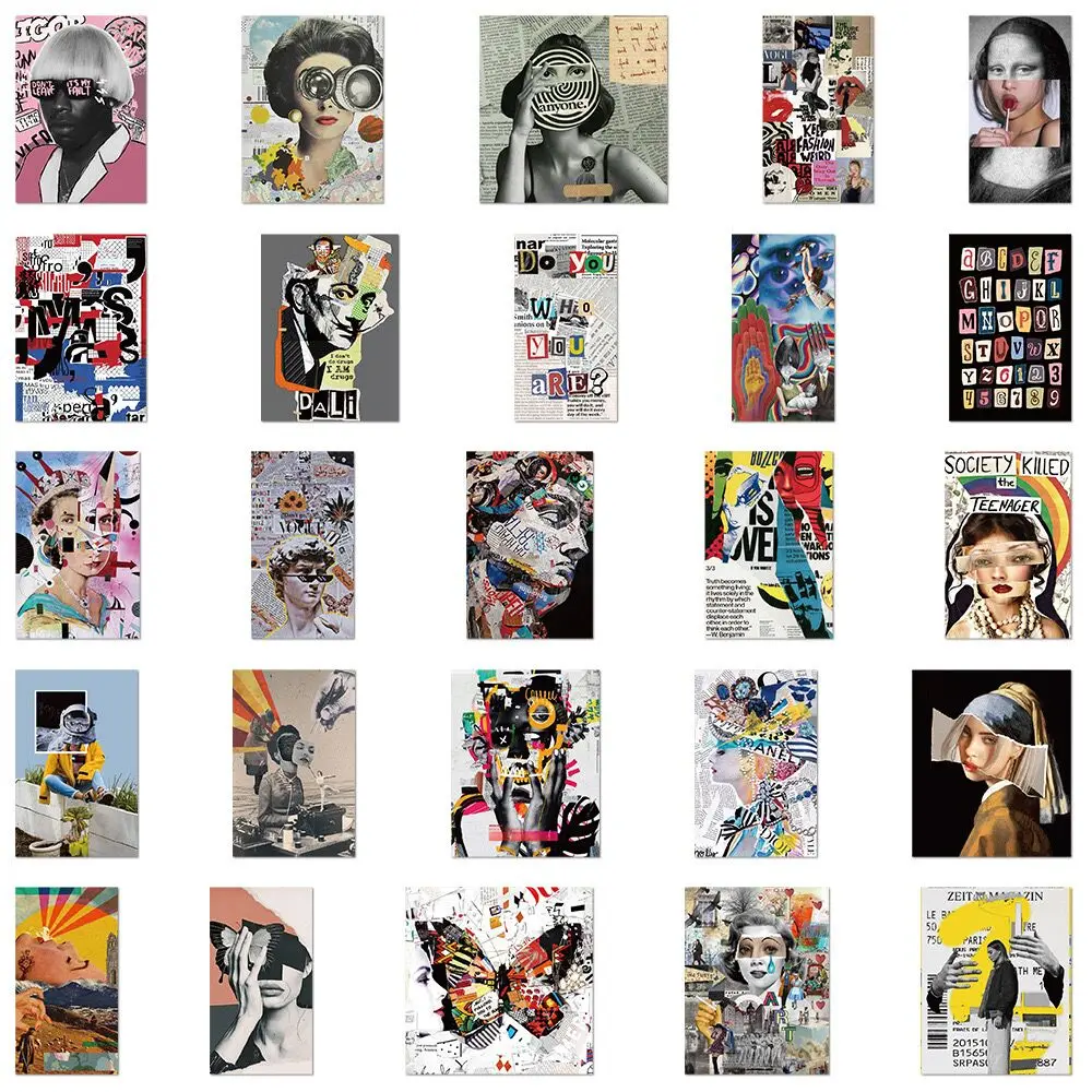 Set of Fashion Pop Art Creative Collage Stickers – Vibrant Magazine Cover Decals
