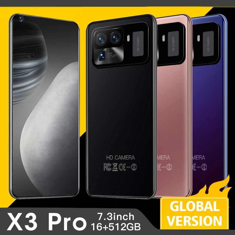 Смартфон X3 Pro на Android экран 7 3 дюйма 16 ГБ + 512 6800 мАч |