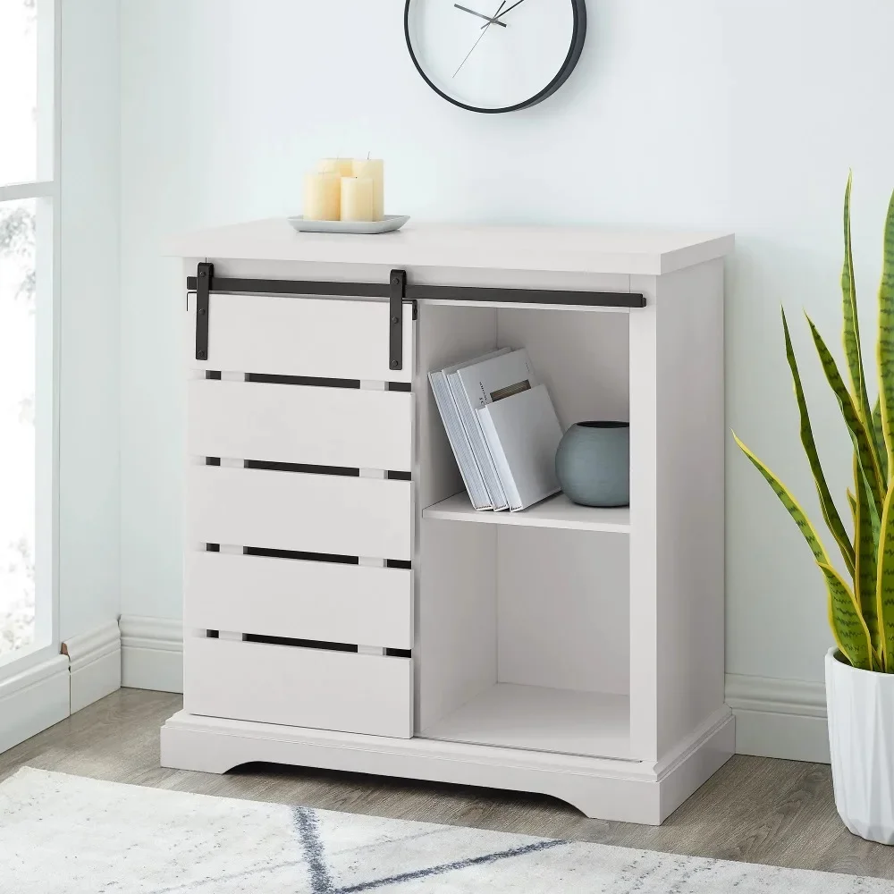 

Farmhouse Sliding-Door Accent Cabinet, White Muebles De Comedor Sideboard Cabinet